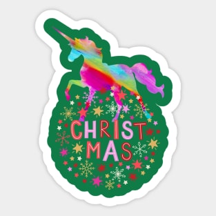 Christmas rainbow unicorn horse (holiday wreath) Sticker